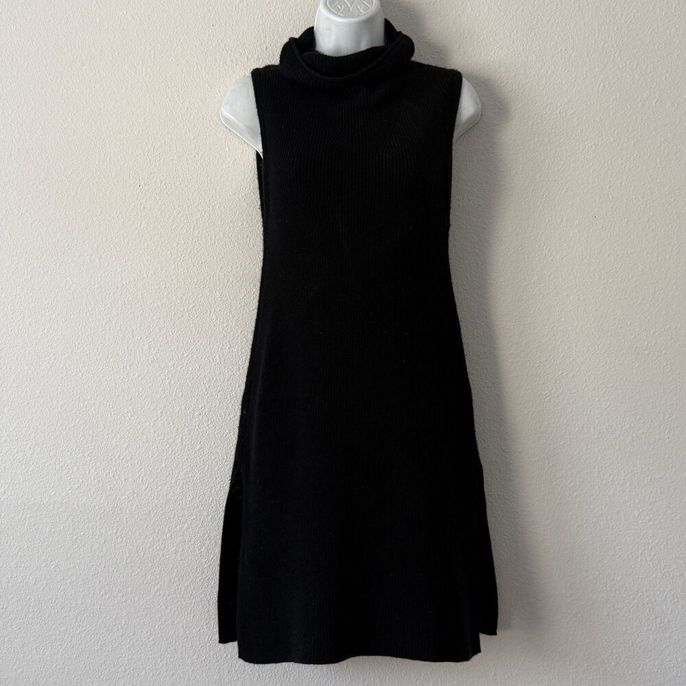 Alice + Olivia Darcey Cashmere Blend Sweater Dress M Black Turtleneck Sleeveless
